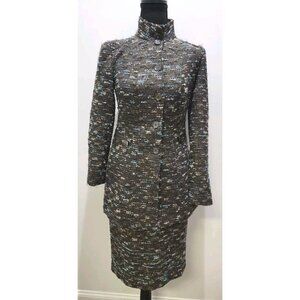 Carlisle 2pc Skirt Suit Set Black Aqua Beige Tweed Size Jacket 0 Skirt 4 NICE